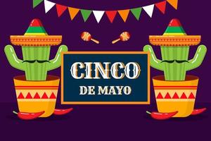 cinco de mayo background design with kaktus vector