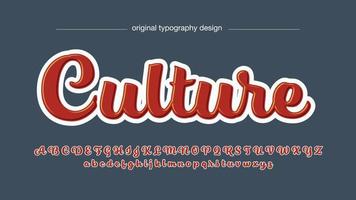 red and white cursive lettering font vector
