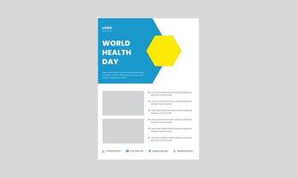 world health day flyer design template. 7 April world health day poster design. healthy life world health day flyer design. vector