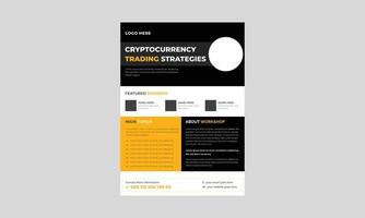 Criptocurrency Trading Event Flyer, Criptocurrency Concept Flyer Template, Concept of Virtual Criptocurrency Flyer, Poster, Vector. vector