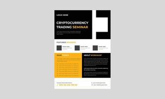 Criptocurrency Trading Event Flyer, Criptocurrency Concept Flyer Template, Concept of Virtual Criptocurrency Flyer, Poster, Vector. vector