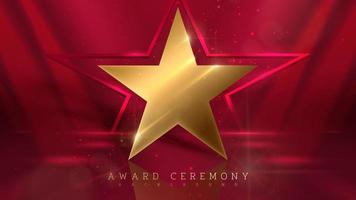 3d golden star with light ray effect element and glitter glow decoration. award ceremony background. vector