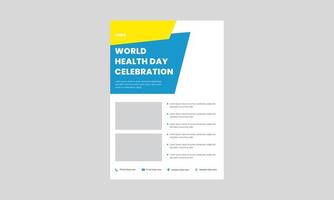 plantilla de diseño de volante del día mundial de la salud. 7 de abril diseño de carteles del día mundial de la salud. diseño de volante del día mundial de la salud de vida saludable. vector