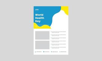 world health day flyer design template. 7 April world health day poster design. healthy life world health day flyer design. vector