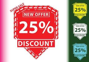 25 percent discount new offer logo and icon design template vector