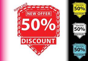 50 percent discount new offer logo and icon design template vector
