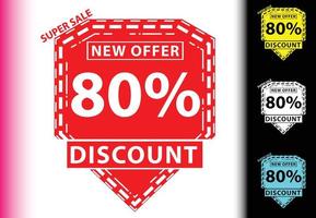80 percent discount new offer logo and icon design template vector