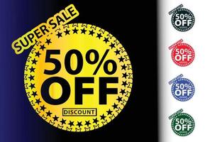 50 percent off new offer logo and icon design template vector