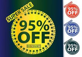 95 percent off new offer logo and icon design template vector