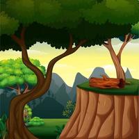 Background scene with tree on the cliff vector