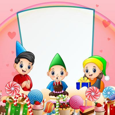 A little boy birthday party background illustration