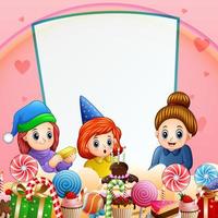 A little girl birthday party background illustration vector