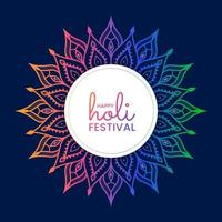 feliz holi festival hindú indio de colores con mandala vector