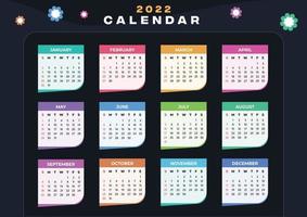 2022 calendar with dark background vector