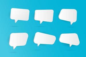 Set of 3D round square speech bubble icons isolated on blue background vector