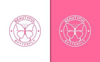 Silhouette beautiful butterfly stamp label with simple minimalist vector