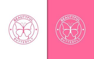 Silhouette beautiful butterfly stamp label with simple minimalist vector