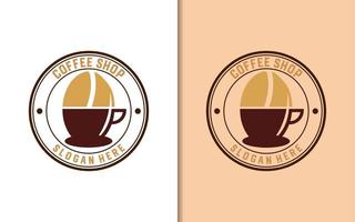 Coffee shop stamp label with simple minimalist logo design vector