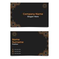 black abstract hexagon double sided business card template vector