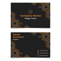 black abstract hexagon double sided business card template vector