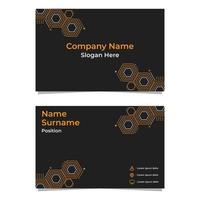 black abstract hexagon double sided business card template vector