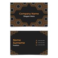 black abstract hexagon double sided business card template vector