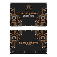 black abstract hexagon double sided business card template vector