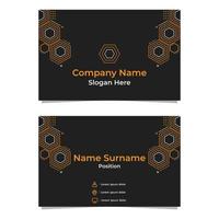 black abstract hexagon double sided business card template vector