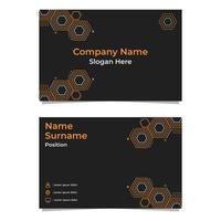 black abstract hexagon double sided business card template vector