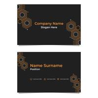 black abstract hexagon double sided business card template vector