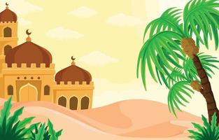 Mosque In The Desert Background vector