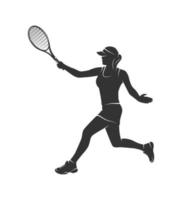 Silhouette of a woman with a tennis racket vector