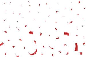 Shiny red confetti falling isolated on transparent background. Festival elements. Confetti vector illustration for festival background. Red party tinsel and confetti falling. Anniversary celebration.