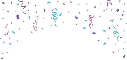 Colorful confetti and ribbon falling vector. Simple confetti and ribbon falling isolated on white background. Festival elements vector. Anniversary and birthday celebration element. vector