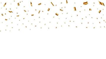 Golden Party confetti and tinsel falling isolated on white background. Golden color confetti and tinsel falling vector. Anniversary and birthday celebration element. Carnival elements vector. vector