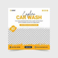 Car wash and cleaning service banner. Professional car wash advertisement. Vehicle washing service template. Car wash service social media post. Automobile cleaning and washing flyer. vector