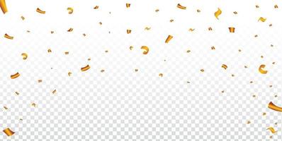marco de oropel de fiesta dorada para un fondo de carnaval. confeti dorado cayendo ilustración sobre un fondo transparente. elementos de celebración de cumpleaños. ilustración de confeti de elemento de festival y fiesta. vector