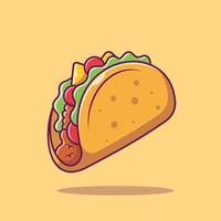 Taco Mexican Food Cartoon Vector Icon Illustration. Food Object Icon  Concept Isolated Premium Vector. Flat Cartoon Style