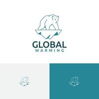 plantilla de logotipo de oso polar de hielo de nieve de calentamiento global vector