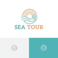 círculo mar playa tour monoline plantilla de logotipo simple vector