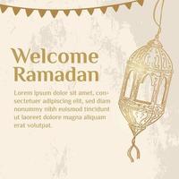 Ramadan Kareem Illustration With  Lantern Concept. Hand Drawn Sketch Style vector