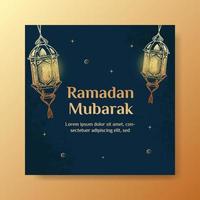 Ramadan Kareem Illustration With  Lantern Concept. Hand Drawn Sketch Style vector