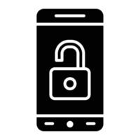 Mobile Unlock Glyph Icon vector