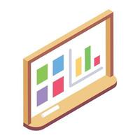 Business statistics chart on chalkboard, isometric style vector