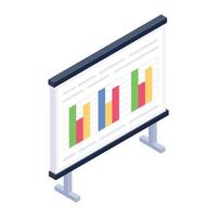 Business statistics chart on board, isometric style vector