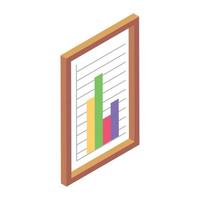 infografía empresarial en hoja, informe gráfico de icono isométrico vector