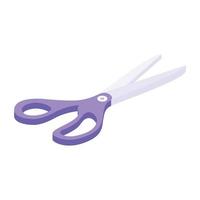 A pair of cutting blades attached with screw, scissors icon in isometric style vector