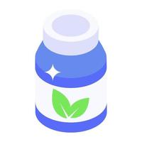 Herbal medicine, an icon of antibiotic in isometric style vector