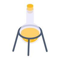 Modern isometric icon of flask stand, lab experiment vector