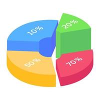 Circle chart, modern infographic chart in editable isometric vector